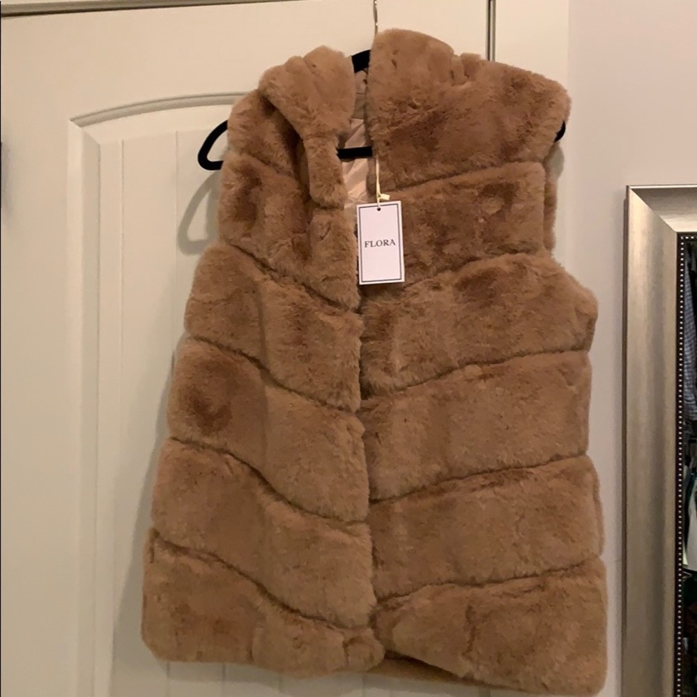 Faux fur hooded vest